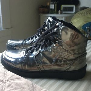 Puma by Neil Barrett Silver Metallic Hightop Shoes